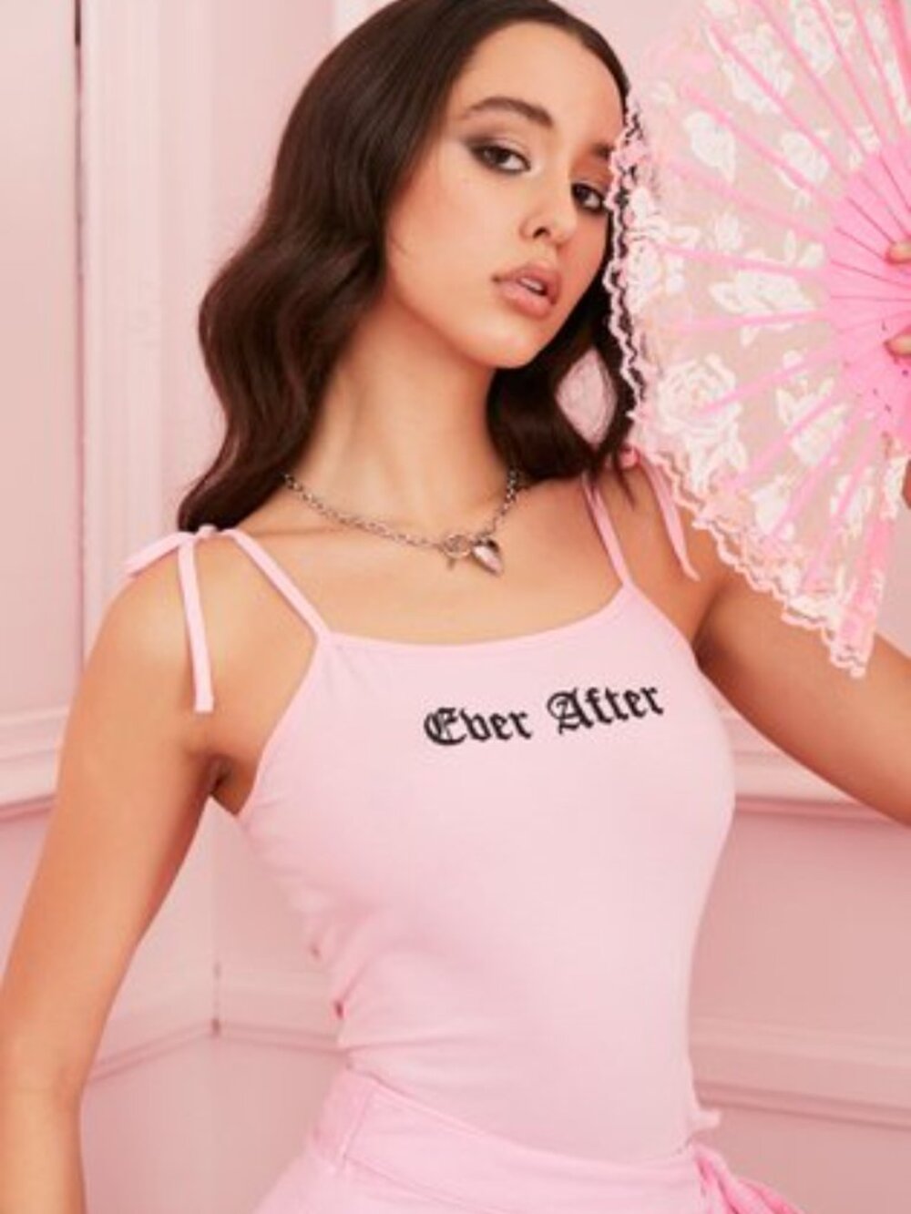 Dolls Kill Pink 'Ever After' Tie-Shoulder Cami Top